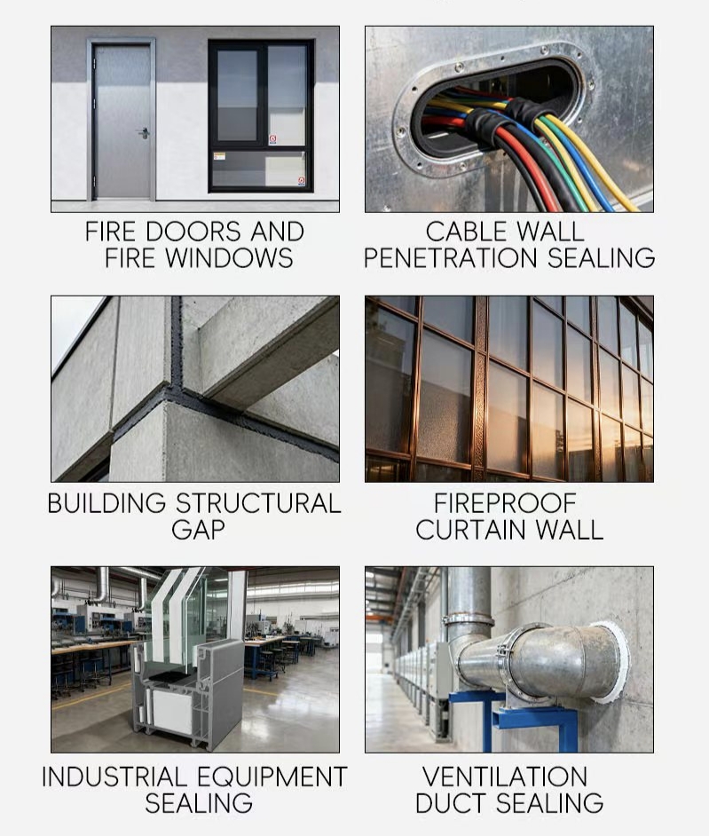 Fireproof sealing strips for doors and windows
